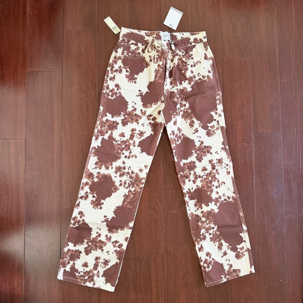 Anthropologie NWT Reformation Cow Print VAL 90s Mid Rise Straight Jeans size 29